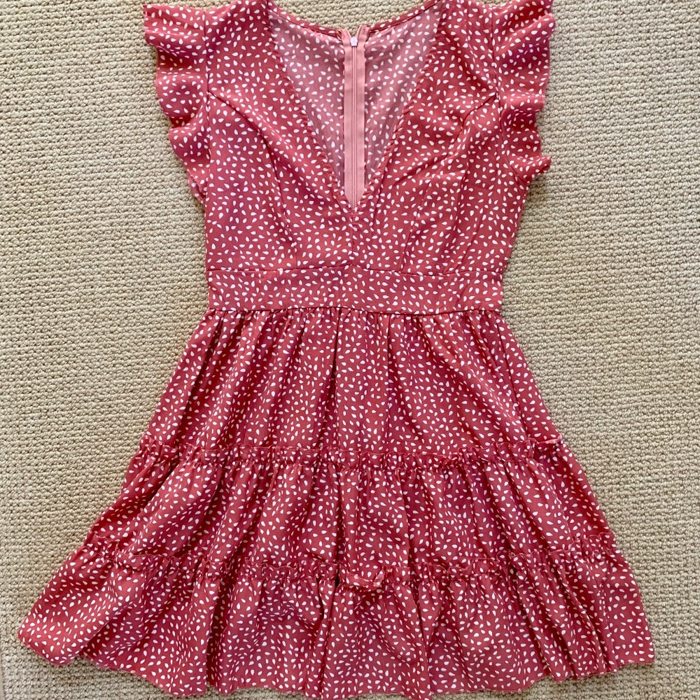 red patterned flowy sundress